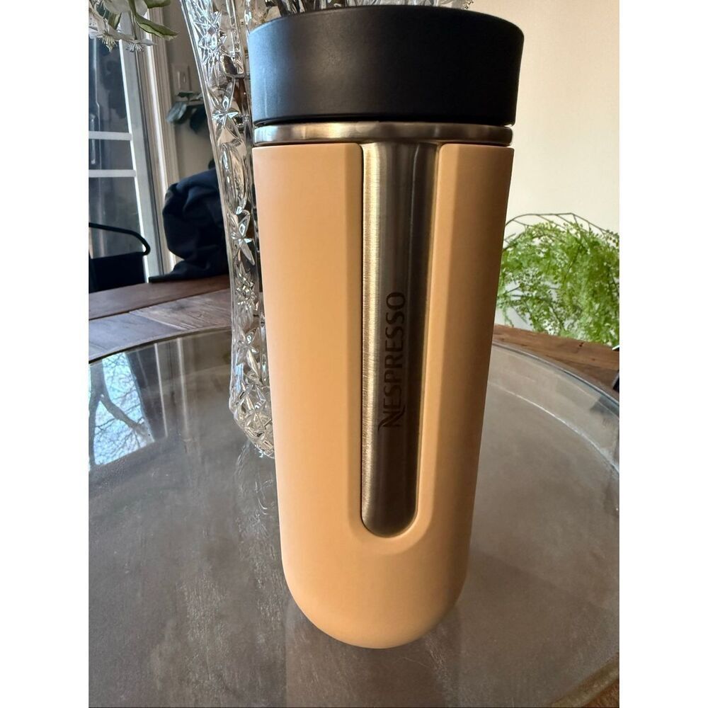 Nespresso Nomad large travel mug 18 oz warm beige